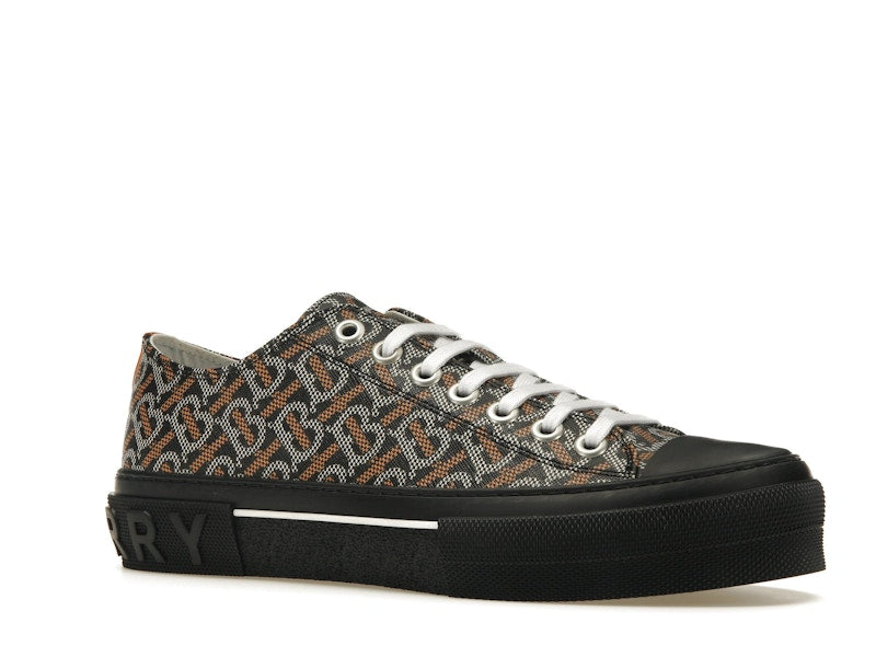 Burberry Monogram Pattern Low Top Black Orange Canvas