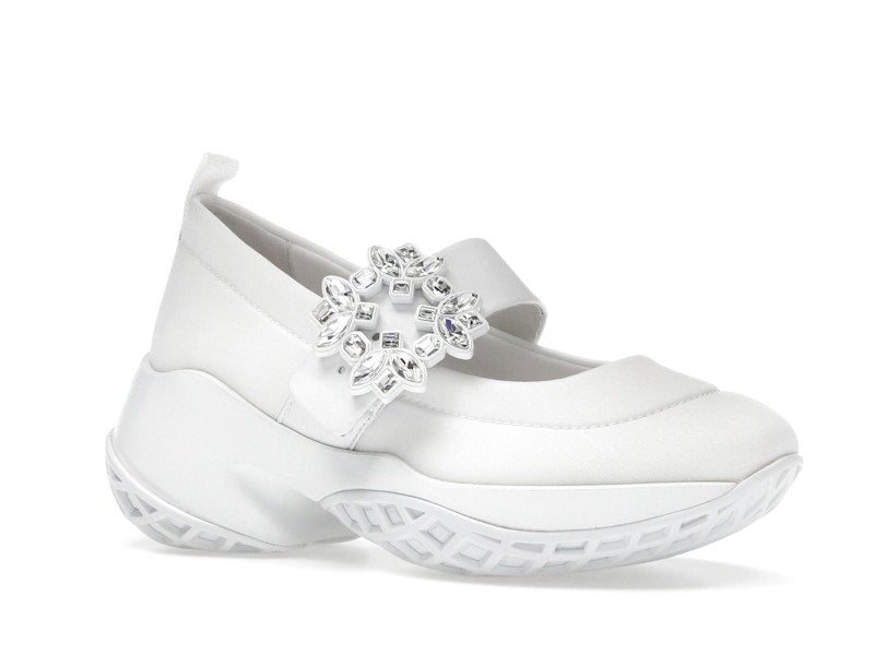 Roger Vivier Viv' Run Babies White Crystal Buckle (Women's)