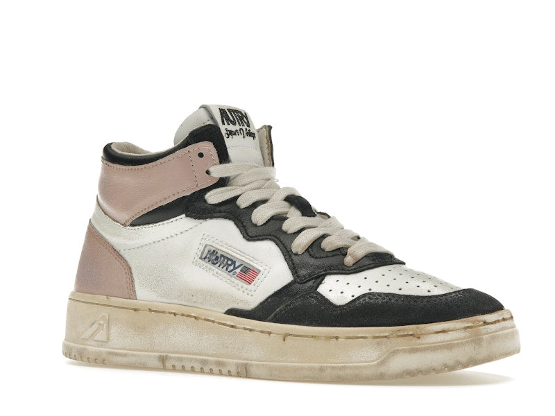 Autry Medalist Leather Mid Super Vintage White Pink Black (Women's)