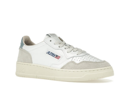 Autry Medalist Leather Low White Silver Blue Beige (Women's)