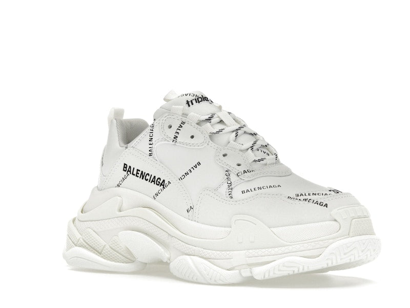 Balenciaga Triple S Allover Logo White (Women's)
