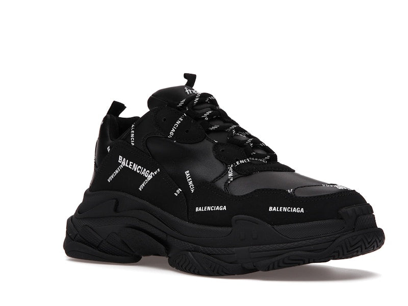 Balenciaga Triple S Allover Logo Black