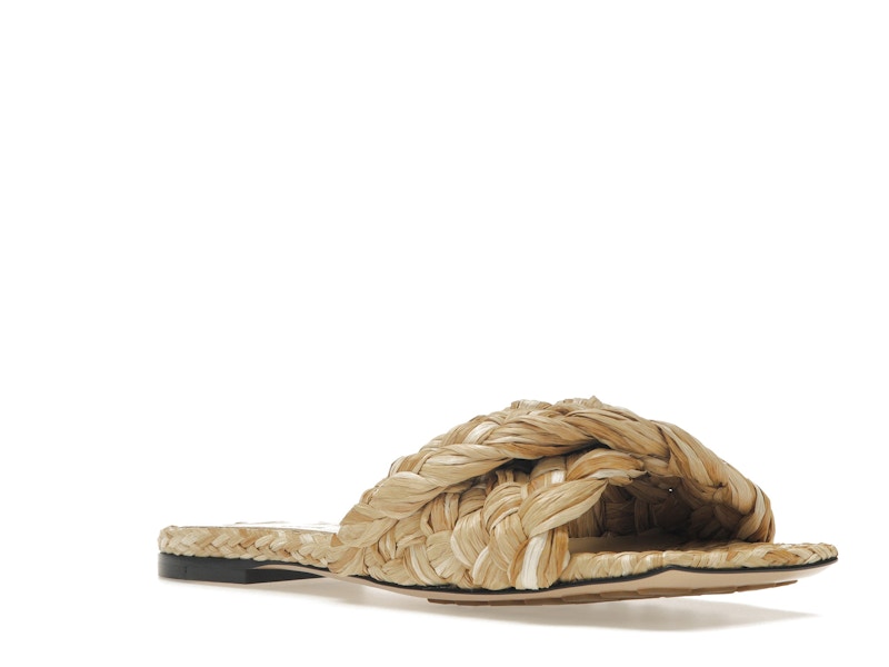 Bottega Veneta Raffia Stretch Flat Sandals Macadamia (Women's)