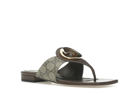 Gucci Blondie Thong Canvas Sandals Ebony (Women's)