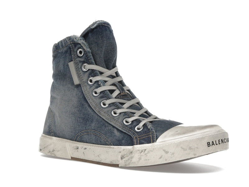 Balenciaga Paris High Top Blue Destroyed Denim