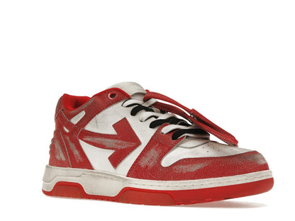OFF-WHITE Out Of Office OOO Low Tops Red White Vintage Distressed Leather
