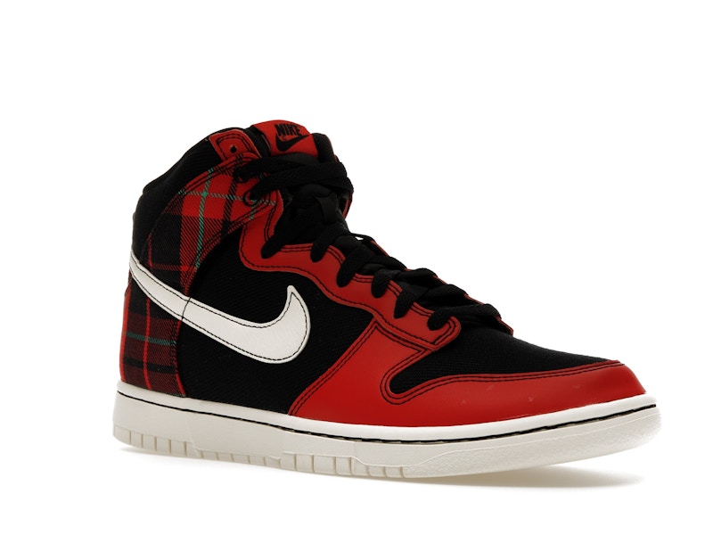 Nike Dunk High SE Tartan Plaid Black University Red