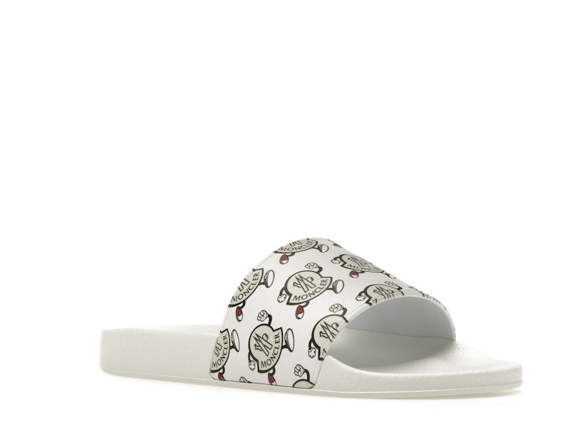 Moncler Basile Slide Logo Print White