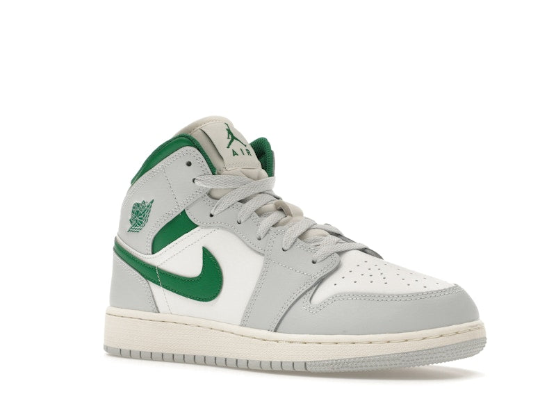 Jordan 1 Mid White Pure Platinum Pine Green (GS)