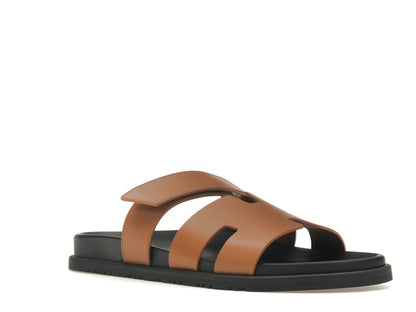Hermes Chypre Sandal Naturel Black Smooth Calfskin Leather (M)