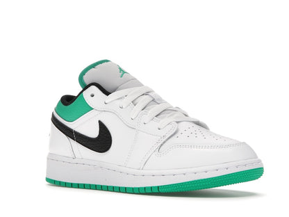 Jordan 1 Low White Lucky Green Tumbled Leather (GS)
