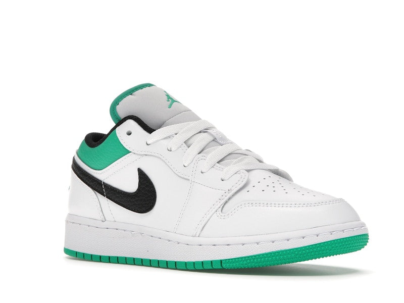 Jordan 1 Low White Lucky Green Tumbled Leather (GS)