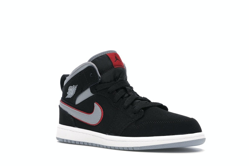 Jordan 1 Mid Black Particle Grey Gym Red (PS)