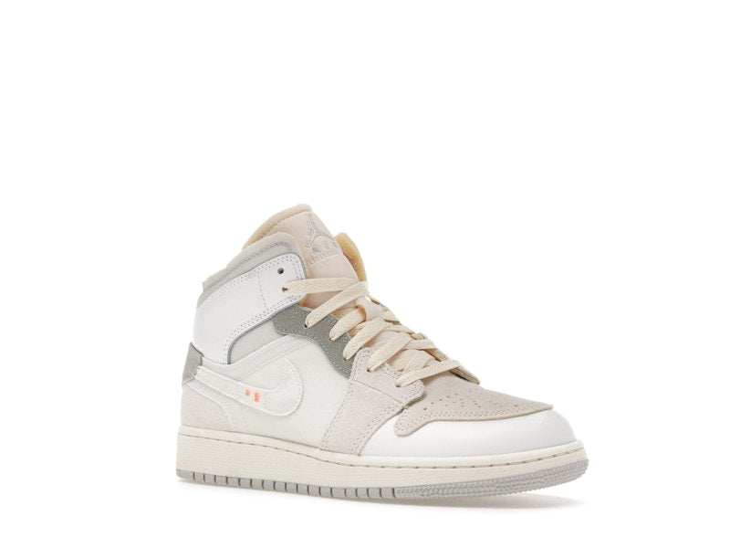 Jordan 1 Mid SE Craft Inside Out White Grey (GS)