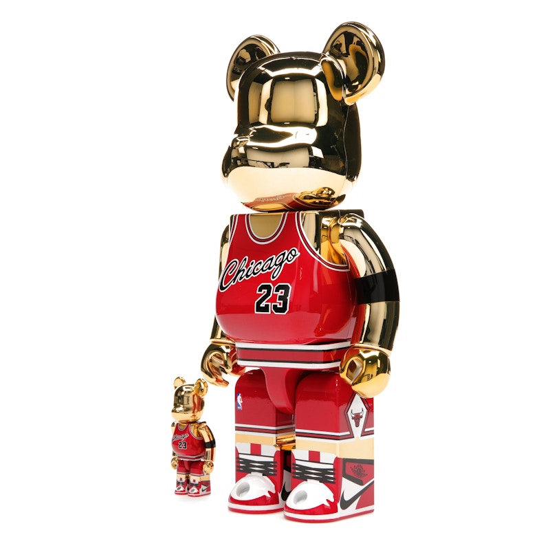 Bearbrick Michael Jordan 1985 Rookie Jersey 100% & 400% Set Gold Chrome