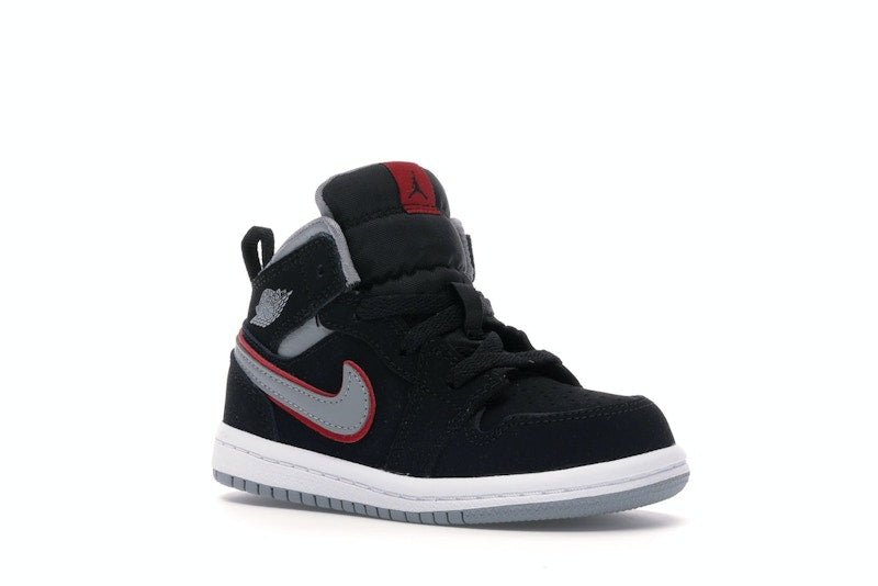 Jordan 1 Mid Black Particle Grey Gym Red (TD)