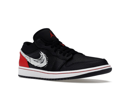 Jordan 1 Low Brushstroke Swoosh Black