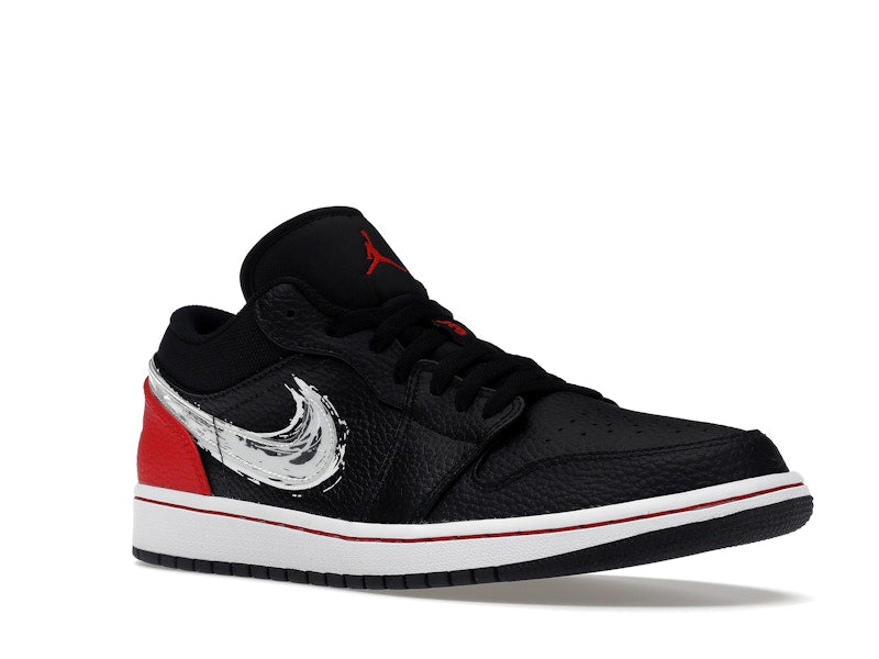 Jordan 1 Low Brushstroke Swoosh Black