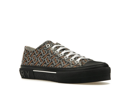 Burberry Monogram Pattern Low Top Black Orange Canvas
