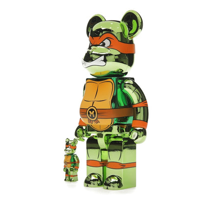 Bearbrick x Teenage Mutant Ninja Turtles Michelangelo 100% & 400% Set
