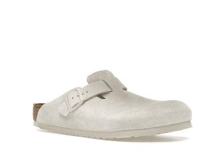 Birkenstock Boston Soft Footbed Suede Antique White