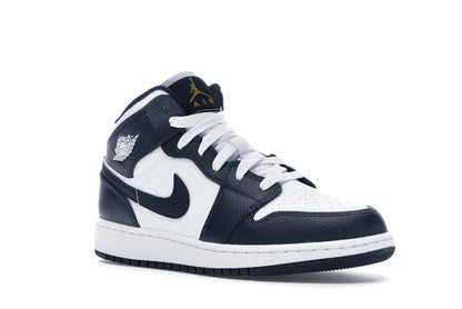 Jordan 1 Mid White Metallic Gold Obsidian (GS)
