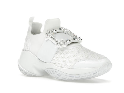 Roger Vivier Viv' Run Fabric White Crystal Buckle (Women's)