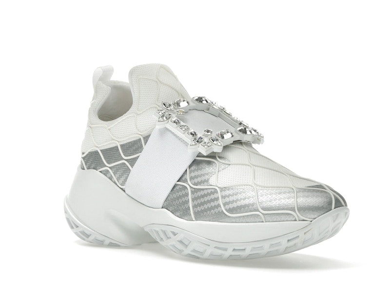 Roger Vivier Viv' Run Fabric Silver Crystal Buckle (Women's)
