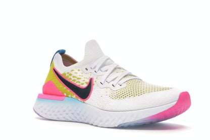Nike Epic React Flyknit 1 White Pink Blast Citron