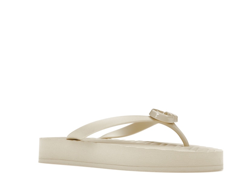 Gucci Chevron Thong Sandal White Rubber