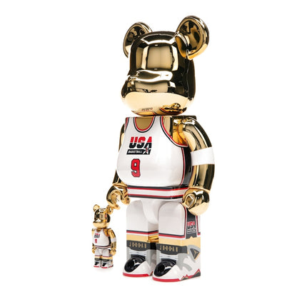Bearbrick Michael Jordan 1992 Team USA (Dream Team) 100% & 400% Set Gold Chrome