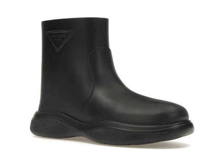 Prada Pull-On Rain Booties Black Rubber