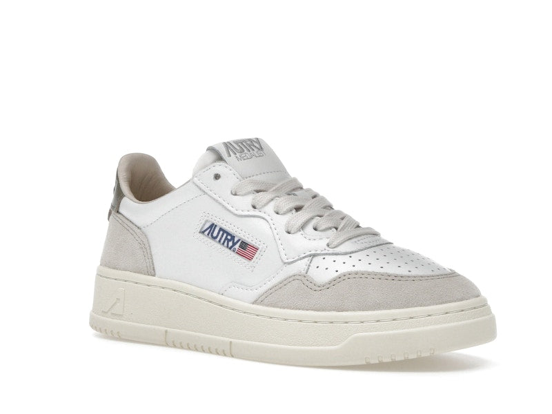 Autry Medalist Leather Low White Covert Green Beige (Women's)