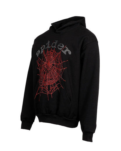 Sp5der OG Rhinestone Logo Hoodie Black