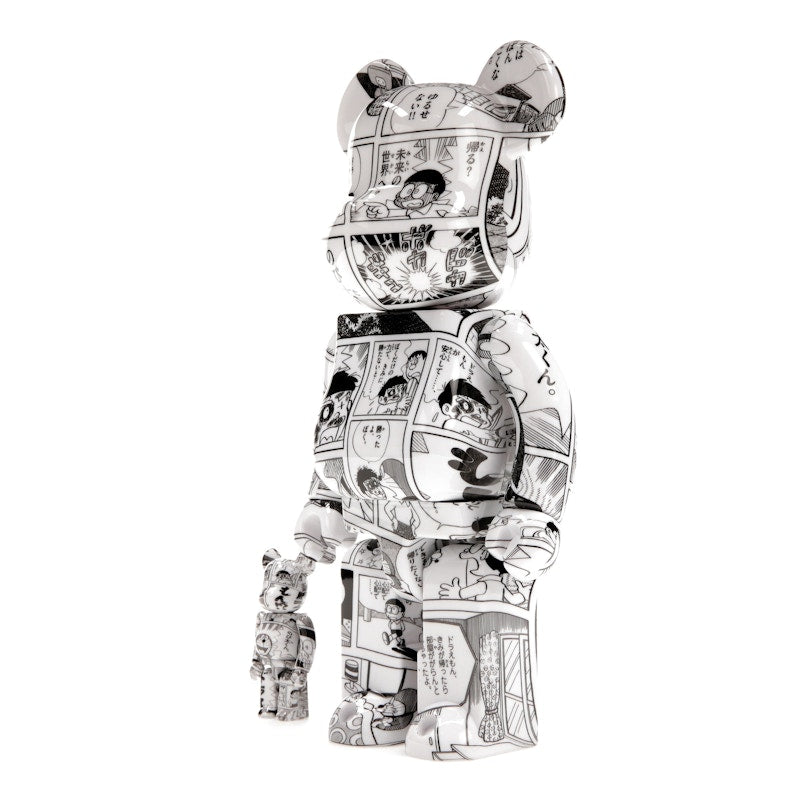 Bearbrick Doraemon (Comic Ver.) 100% & 400% Set Black & White