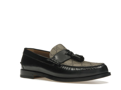 Gucci Tassel GG Canvas Loafers Black Ebony