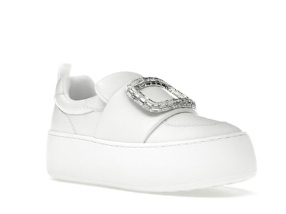 Roger Vivier Viv' Up White Crystal Buckle (Women's)