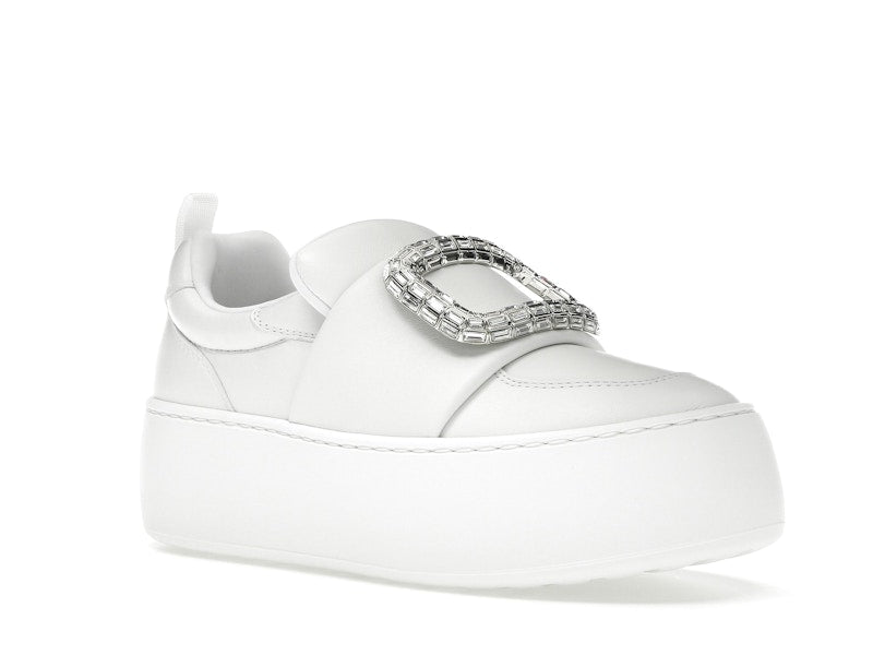 Roger Vivier Viv' Up White Crystal Buckle (Women's)
