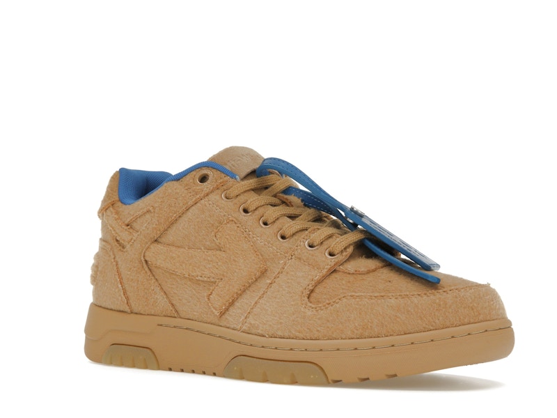 OFF-WHITE Out Of Office OOO Low Tops Camel Blue Wool