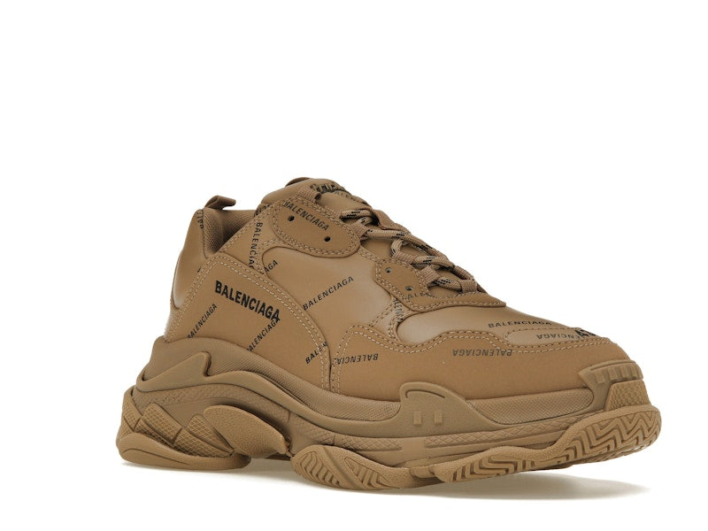 Balenciaga All Over Logo Triple S Beige