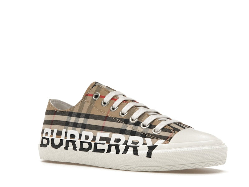 Burberry Logo Print Vintage Check Cotton Sneakers Archive Beige (Women's)