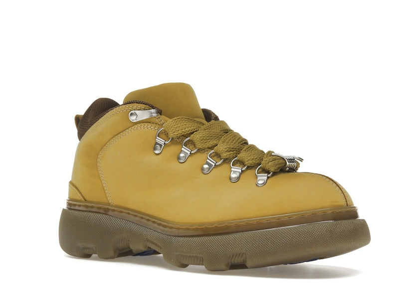 Burberry Lace Up Leather Ankle Boot Mustard Yellow