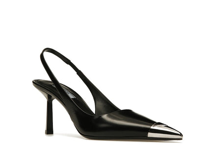 Prada 75mm Slingback Pump Black Leather