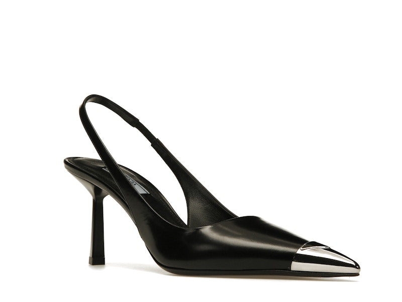Prada 75mm Slingback Pump Black Leather