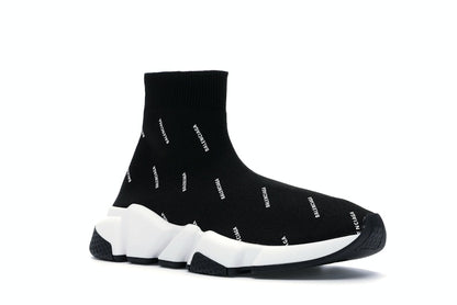 Balenciaga Speed Trainer Logo Print Black White (Women's)