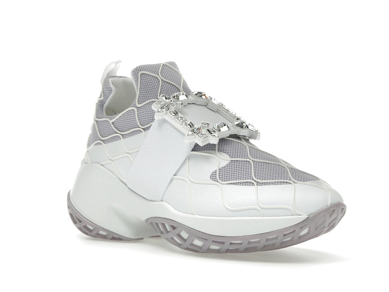 Roger Vivier Viv' Run Fabric White Purple Crystal Buckle (Women's)