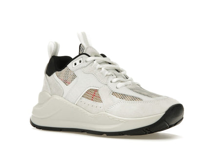 Burberry Logo Print Leather, Suede and Check Mesh Sneakers Archive Beige White (Women's)