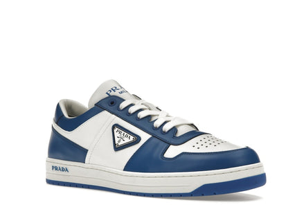 Prada Downtown Low Top Sneakers Leather White Cobalt Blue