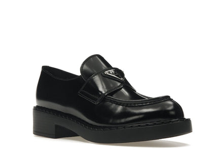 Prada Chocolate 50mm Loafer Black Brushed Leather