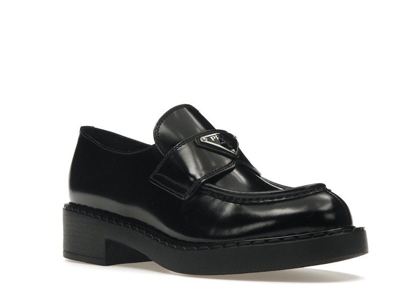 Prada Chocolate 50mm Loafer Black Brushed Leather